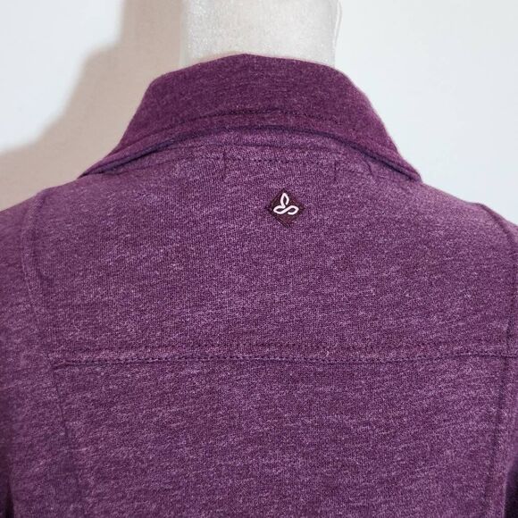 Prana Purple Fleece Jacket Size Small Heather Plum Funnel Neck Button-Up Jacket - Picture 6 of 8